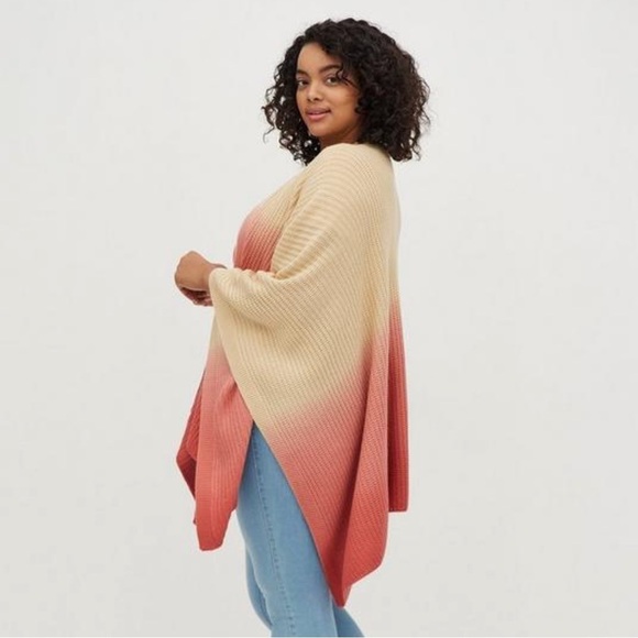 NWOT TORRID Ruana Knit Multi Color Dip Dye Sweater Wrap, Size OS - Picture 3 of 8